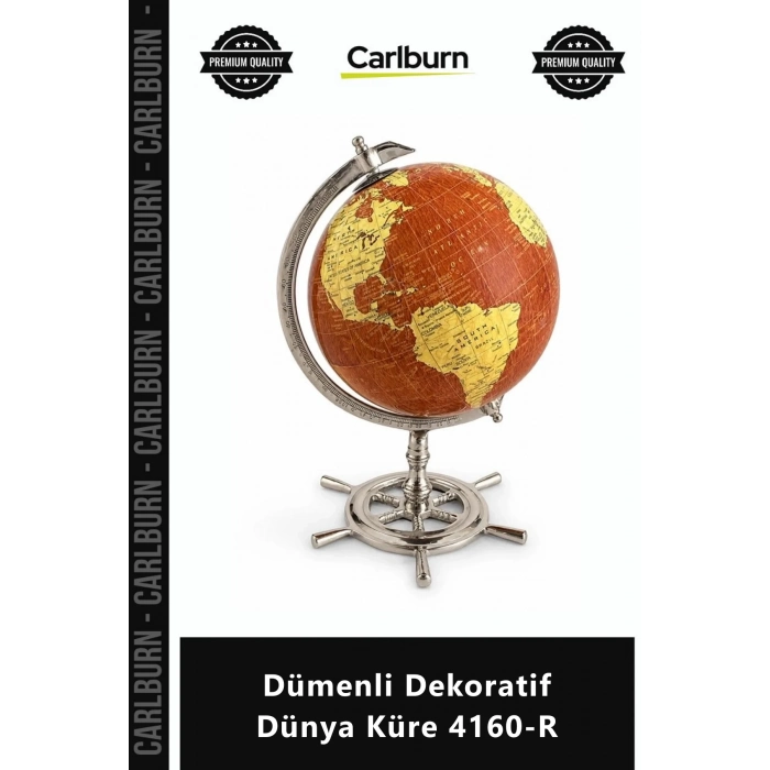 Özel Üretim Hediyelik Ahşap Masaüstü Ofis Aksesuarı Şık Retro Tasarım Dümenli Dekoratif Dünya Küre 4