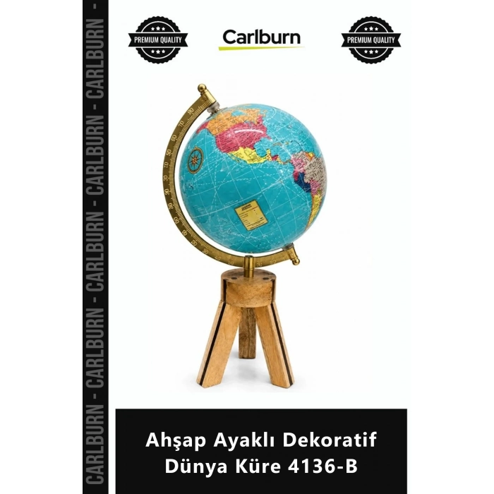 Özel Üretim Ofis Büro Masaüstü Hediyelik Şık Eskitme Büyük Harita Ahşap Ayaklı Dekoratif Dünya Küre