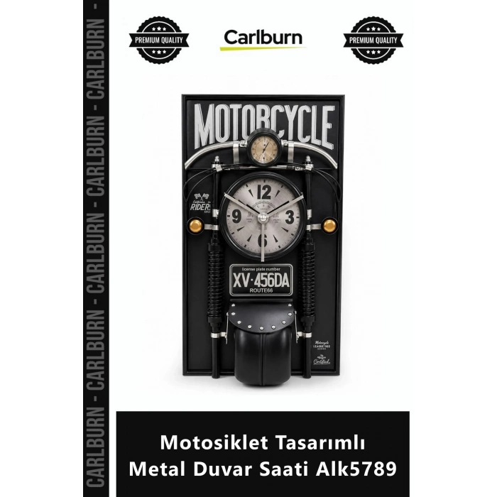 Özel Üretim Lazer Kesim Siyah Modern Şık Dekoratif Motosiklet Tasarımlı Metal Duvar Saati Alk5789