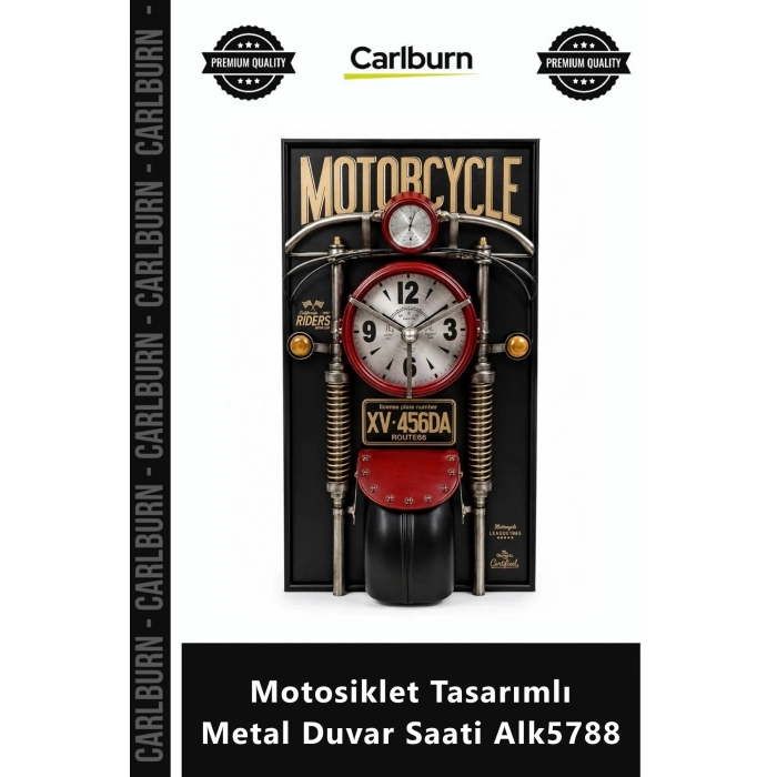 Özel Üretim Dekoratif Modern Lazer Kesim Duvar Şık Motosiklet Tasarımlı Metal Duvar Saati Alk5788