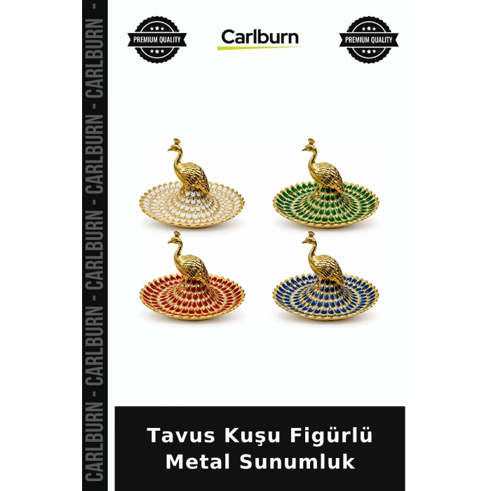 Tavus Kuşu Figürlü Lüks Metal Sunumluk Alk6391