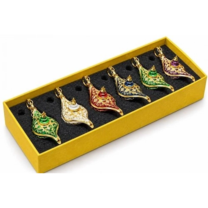 Dekoratif Swarovski Taşlı Alaaddin Sihirli Lambası 6lı Set Alk6186