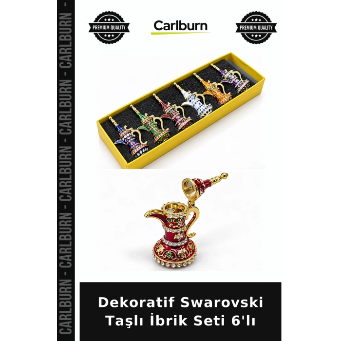 Dekoratif Swarovski Taşlı İbrik Seti 6lı