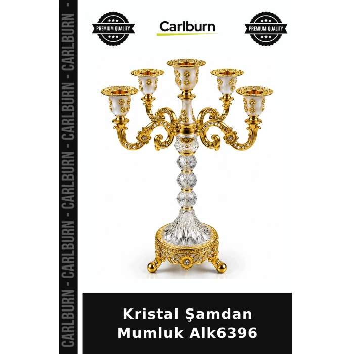 Özel Üretim Dekoratif Şık Aksesuar Salon Hediye Masa Kristal Şamdan Mumluk Alk6396