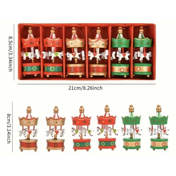 Özel Üretim Ahşap Boyalı Nostaljik Çam Ağacı Dekorasyonu Hediyelik 6’lı Atlı Karınca Yılbaşı Süsü