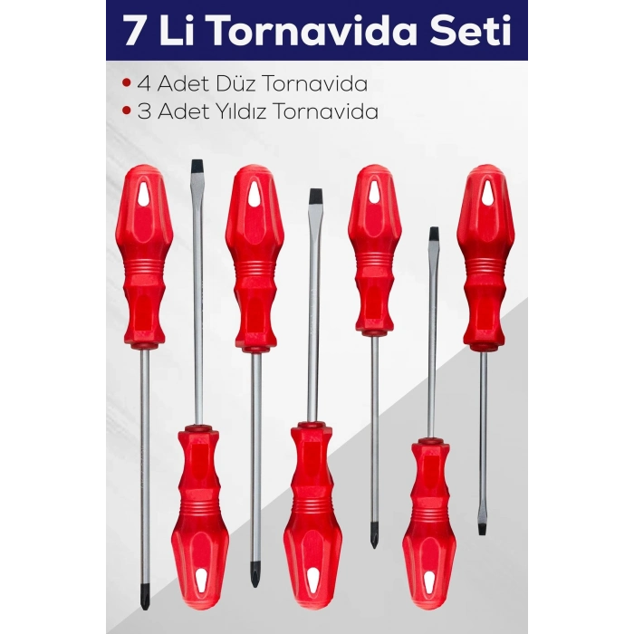 #TornavidaSeti Profesyonel Dayanıklı Çelik El Aleti Takımı 4 Düz 3 Yıldız Toplam 7li Tornavida Seti