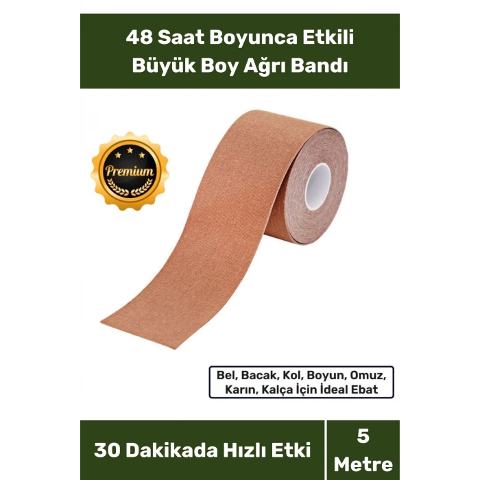 Ağrı IsıI Bandı Hızlı Etkili Büyük Boy Kas Eklem Bel Bacak Kol Boyun Sırt Omuz Karın Kalça 5cm x 5m