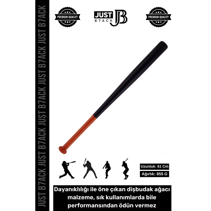 #AhşapBeyzbol Sert Dişbudak Ahşap Kaymaz Dayanıklı 855 Gram Kırılmaz Siyah Beyzbol Sopası 61 Cm