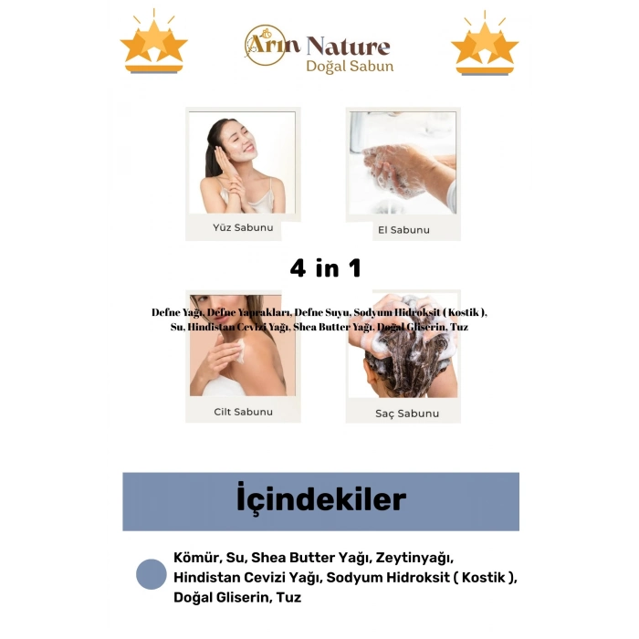 #aktifkarbon Güzel Kokulu El Yüz Saç Vücut Orijinal Bitkisel %100 Aktif Karbon Sabunu 120g - 10 Adet