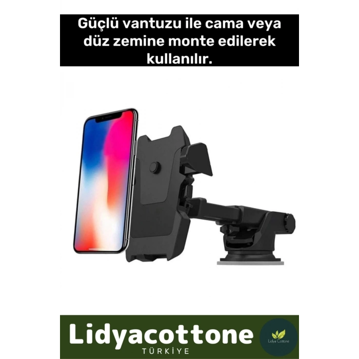 Araba Içi Telefon Tutacağı Premium Uzayabilen Ayarlanabilir Vantuzlu Araç İçi Çok Fonksiyonlu