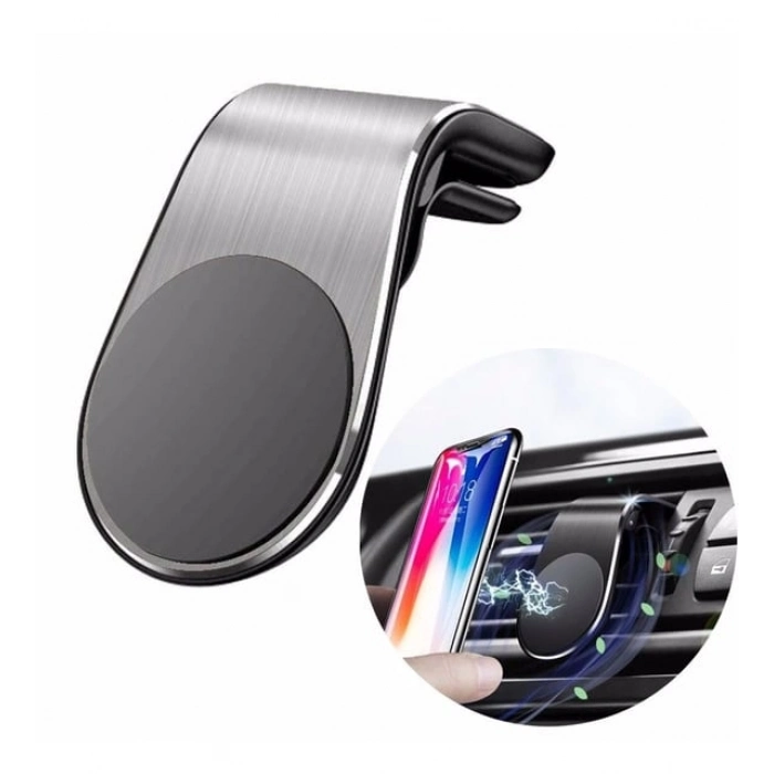 Manyetik Slim L Tipi Sarsılmaz Montaj Araba Klimasına Takılan Mandallı Mıknatıslı Telefon Tutucu