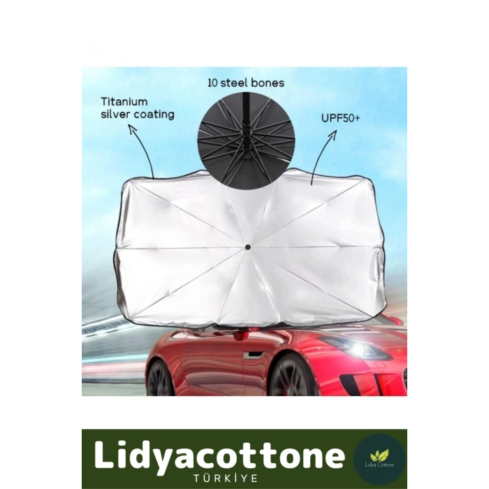 Araç İçi Ön Cam Şemsiye Güneşlik Premium Seri Gölgelik Titanyum Gümüş Kaplama UV Geçirmez Dayanıklı