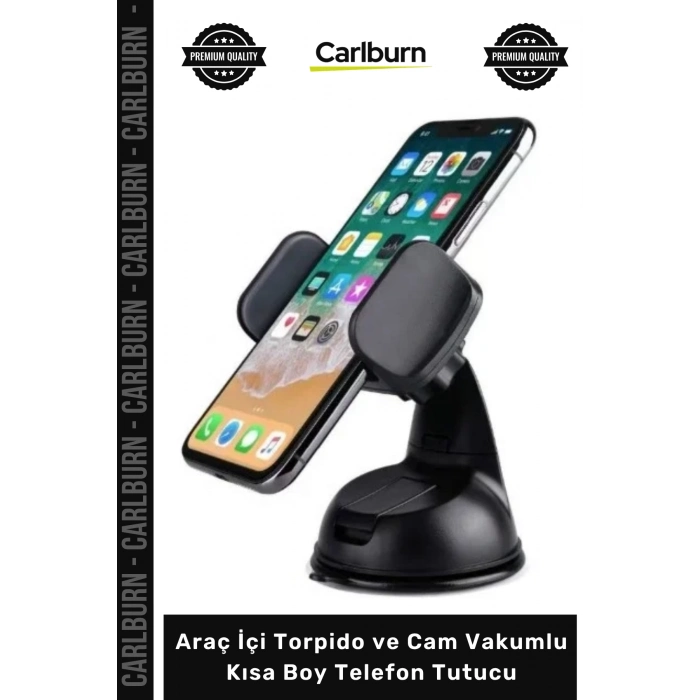 Özel Üretim Siyah 360 Derece Universal Güçlü Araç İçi Torpido Cam Vakumlu Kısa Boy Telefon Tutucu