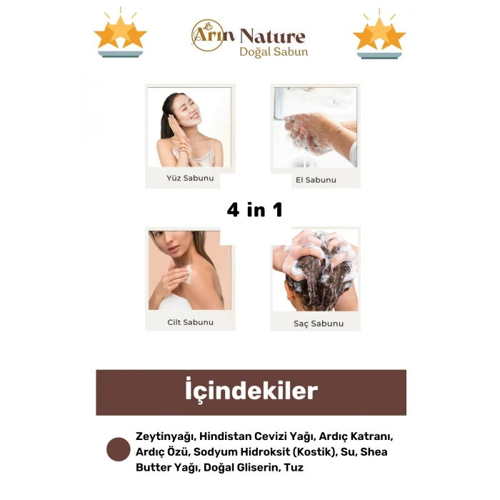 #ardıçkatranı Güzel Kokulu El Yüz Saç Vücut Orijinal Bitkisel Ardıç Katranı Sabunu 120g - 2 Adet