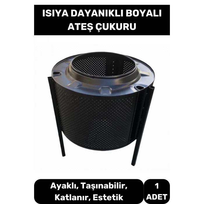 Ateş Çukuru Bahçe Şöminesi Seri Taşınabilir Kuplu Katlanır Soba Estetik Ayaklı