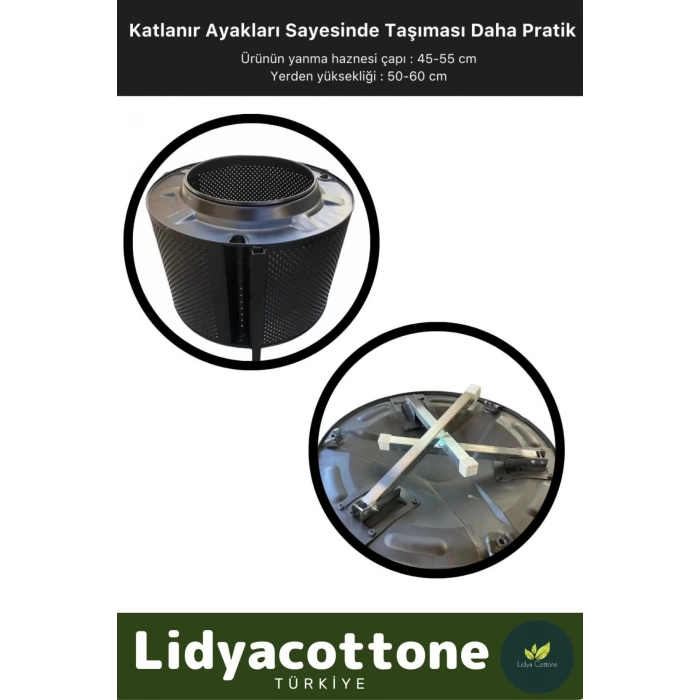 Ateş Çukuru Bahçe Şöminesi Seri Taşınabilir Kuplu Katlanır Soba Estetik Ayaklı