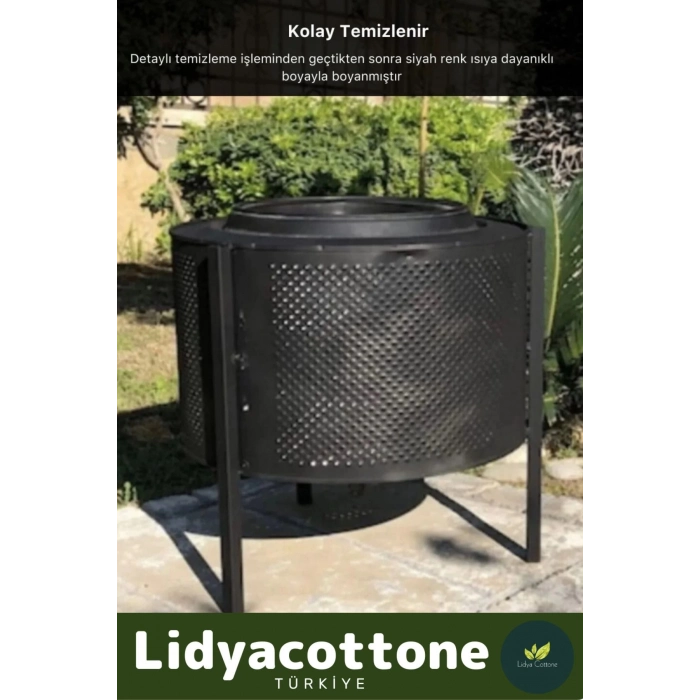 Ateş Çukuru Bahçe Şöminesi Seri Taşınabilir Kuplu Katlanır Soba Estetik Ayaklı