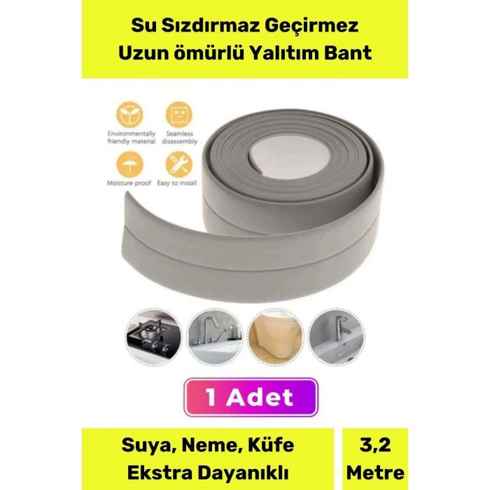 Bant 3.2m Ekstra Güçlü Su Geçirmez Sızdırmaz Dayanıklı Yalıtım Tamir Küf Önleyici Gri