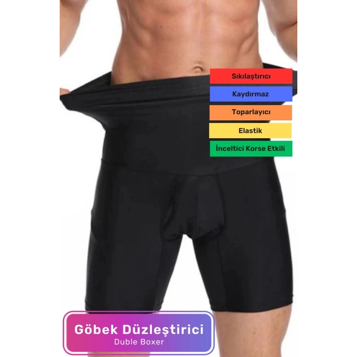Özel Üretim Şekillendirici Basen Göbek Toparlayıcı Sıkılaştırıcı Bel İnceltici Erkek Siyah Boxer Korse