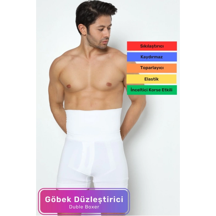 Özel Üretim Şekillendirici Basen Göbek Toparlayıcı Sıkılaştırıcı Bel İnceltici Erkek Beyaz Boxer Korse