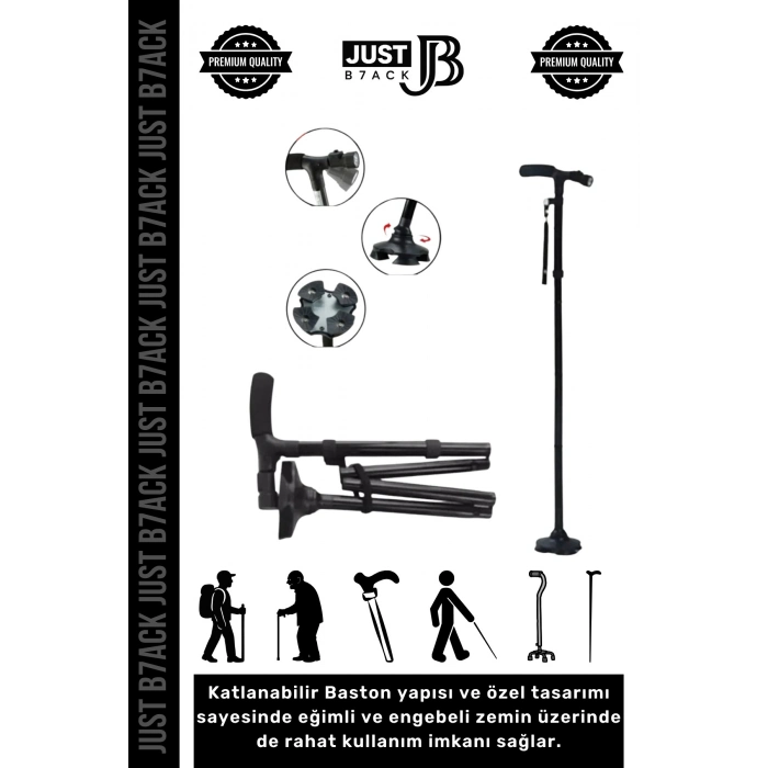 #Baston Led Işıklı Katlanabilir Kolay Açılıp Kapanan Fonksiyonlu Led Işıklı Fenerli Yürüyüş Bastonu