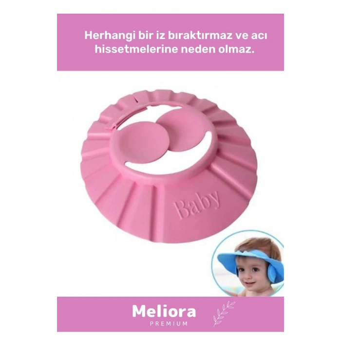 Bebek Banyo Şapkası Duş Başlığı Ayarlanabilir Düğmeli Çocuk Küvet Göze Su Kaçırmayan Pembe Şapka