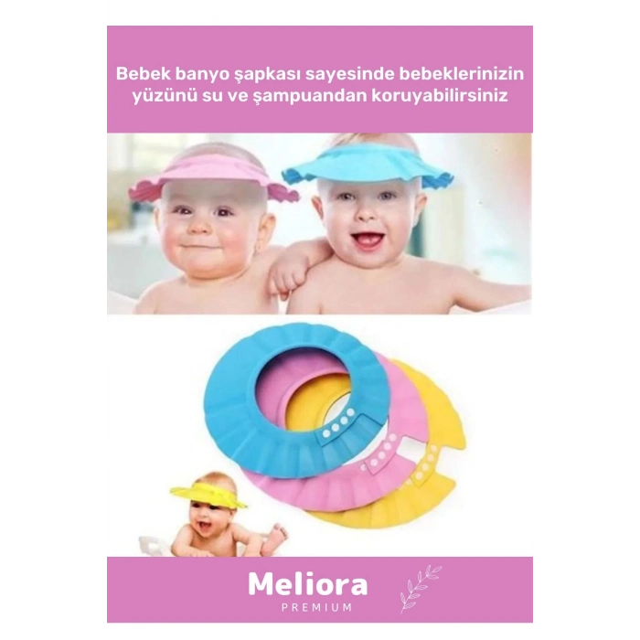 Bebek Banyo Şapkası Duş Başlığı Ayarlanabilir Düğmeli Çocuk Küvet Göze Su Kaçırmayan Pembe Şapka