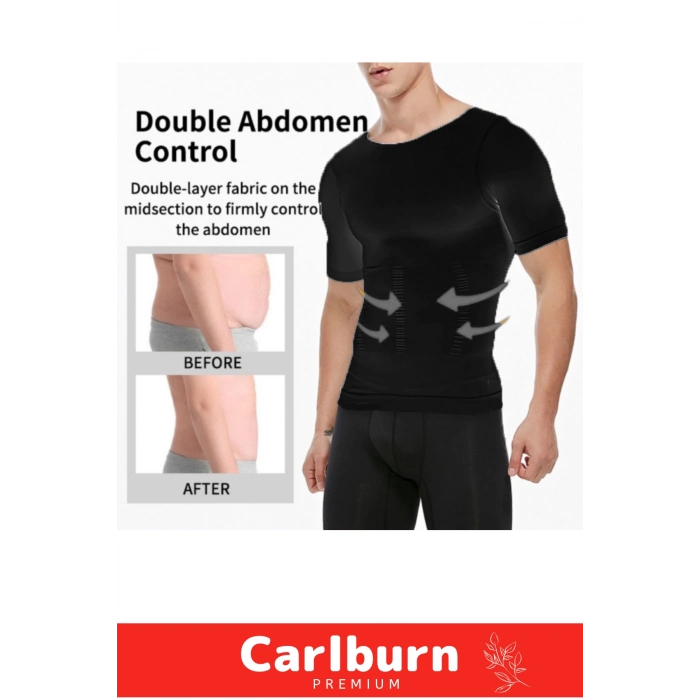 Bel Göğüs Dik Duruş Jinekomasti Toparlayıcı Erkek Göbek Sıkılaştırıcı Kısa Kol Korse Atlet - 2 Adet