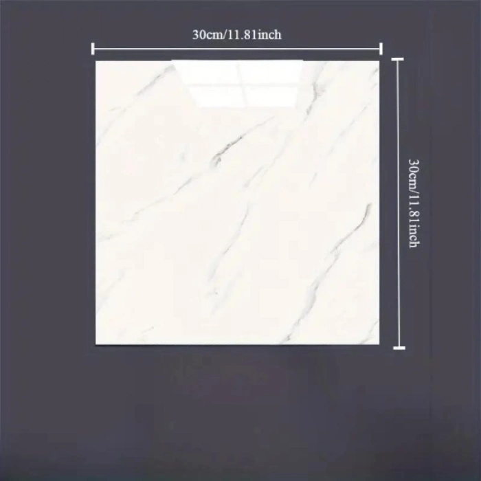 Dayanıklı Nem Su Yağ Geçirmez Mutfak Banyo Tezgah Şık Kendinden Yapışkanlı Beyaz Mermer 30x30cm