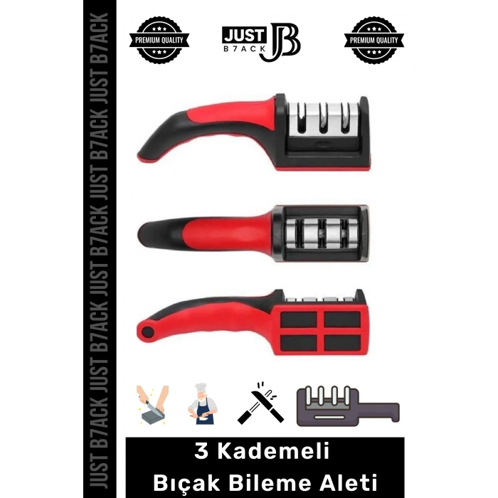 #BııçakBileme 3 Kademeli Paslanmaz Çelik Ergonomik Saplı Keskinleştirici Makas Bıçak Bileme Aleti