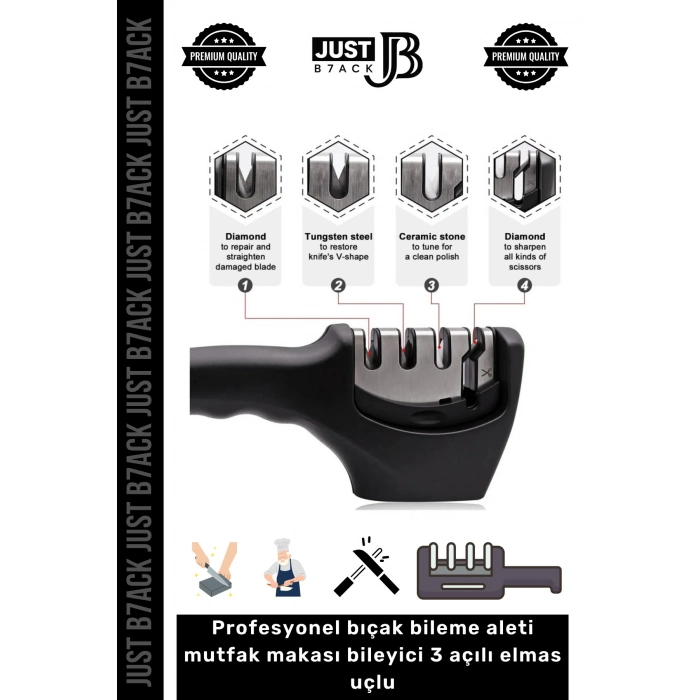 #BııçakBileme 3 Kademeli Paslanmaz Çelik Ergonomik Saplı Keskinleştirici Makas Bıçak Bileme Aleti