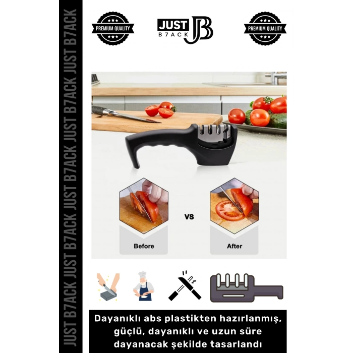 #BııçakBileme 3 Kademeli Paslanmaz Çelik Ergonomik Saplı Keskinleştirici Makas Bıçak Bileme Aleti