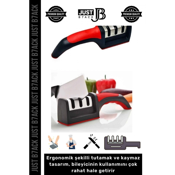 #BııçakBileme 3 Kademeli Paslanmaz Çelik Ergonomik Saplı Keskinleştirici Makas Bıçak Bileme Aleti