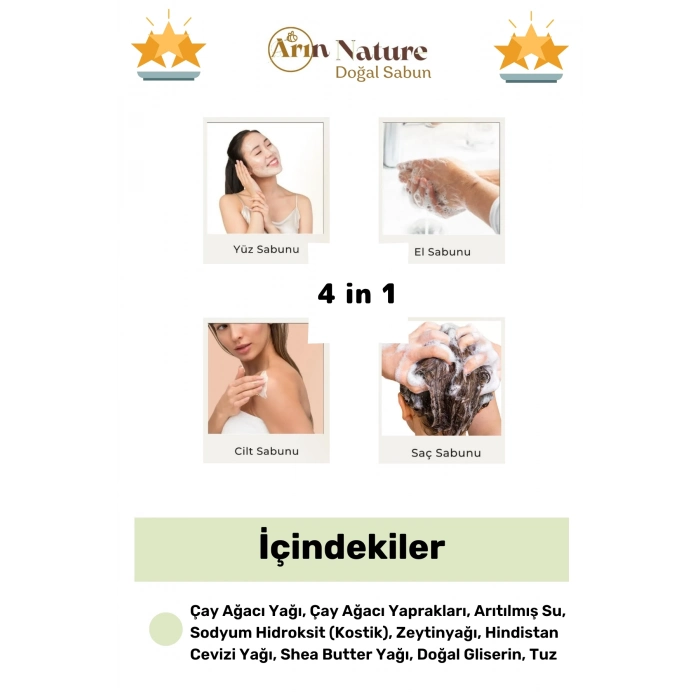 #bitkiselsabun Doğal Güzel Kokulu El Yüz Saç Vücut Orijinal Bitkisel Çay Ağacı Sabunu 120g - 10 Adet
