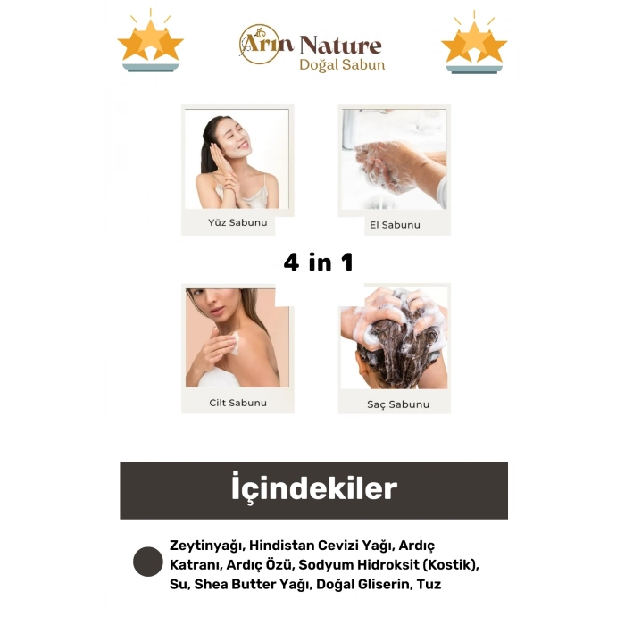 #bitkiselsabun Güzel Kokulu El Yüz Saç Vücut Orijinal Bitkisel Ardıç Katranı Sabunu 120g - 1 Adet