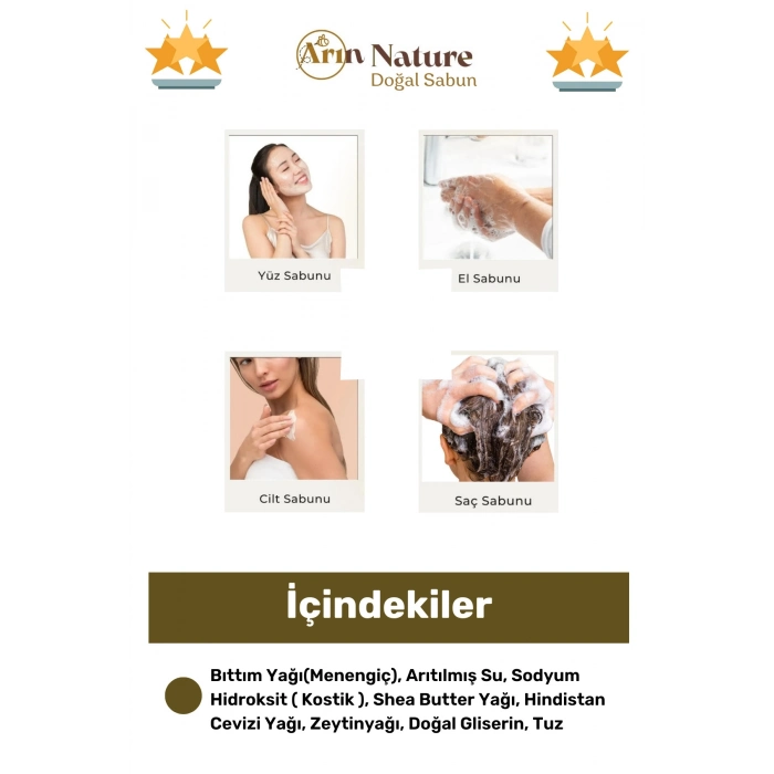 #bıttım %100 Doğal Güzel Kokulu El Yüz Saç Vücut Orijinal Bitkisel Siirt Bıttım Sabunu 120g - 6 Adet