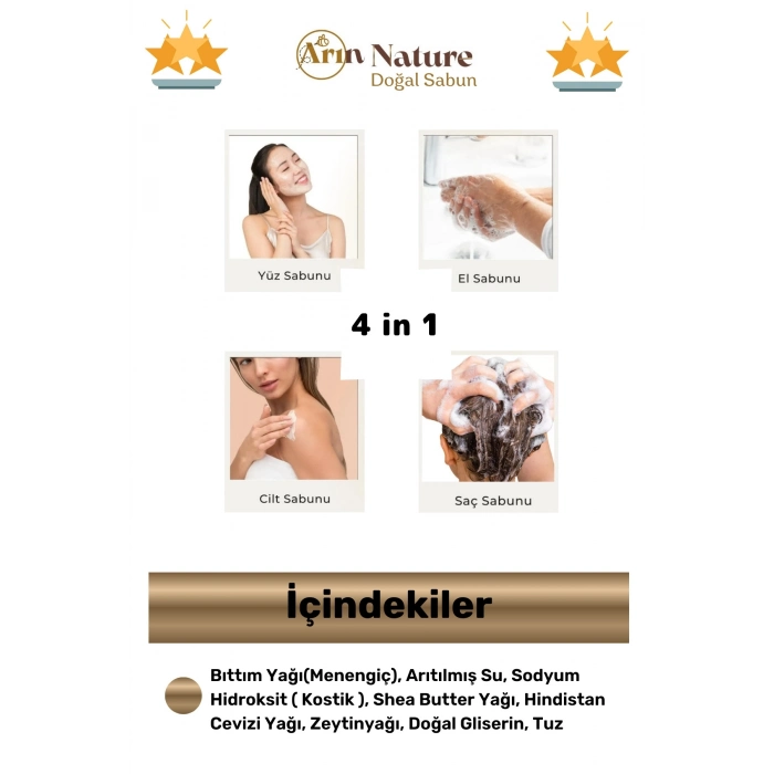 #bıttım Doğal Güzel Kokulu El Yüz Saç Vücut Orijinal Bitkisel Mardin Bıttım Sabunu 120g - 4 Adet