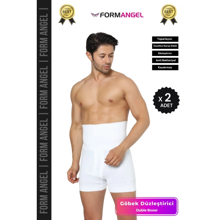 #BoxerKorse Göbek Düzleştirici Bel Basen Toparlayıcı Sıkılaştırıcı Duble Erkek Boxer Korse - 2 Adet