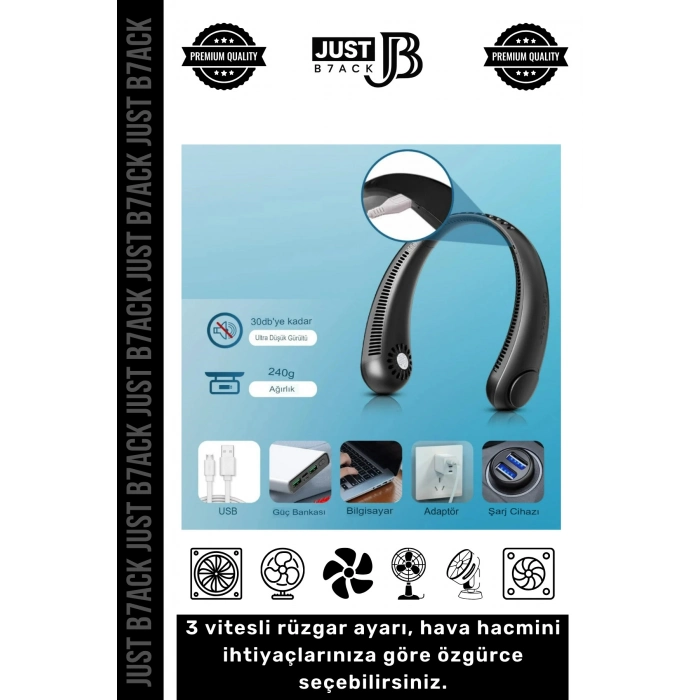 #BoyunVantilatörü Sessiz Şarjlı Yüksek Güçlü Hava Soğutucu 3 Hız Modlu Üflemeli Boyun Vantilatörü