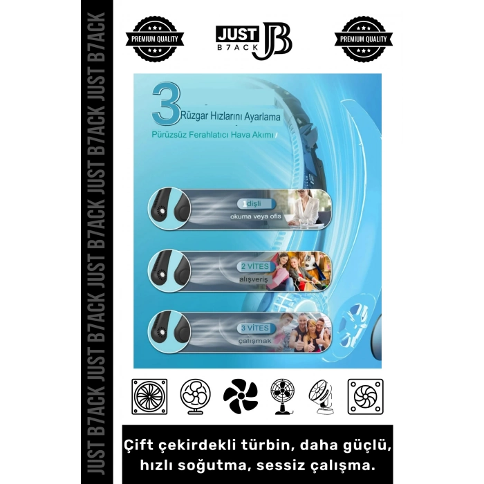 #BoyunVantilatörü Sessiz Şarjlı Yüksek Güçlü Hava Soğutucu 3 Hız Modlu Üflemeli Boyun Vantilatörü