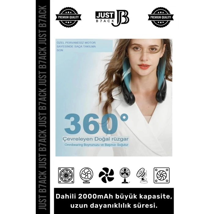 #BoyunVantilatörü Sessiz Şarjlı Yüksek Güçlü Hava Soğutucu 3 Hız Modlu Üflemeli Boyun Vantilatörü