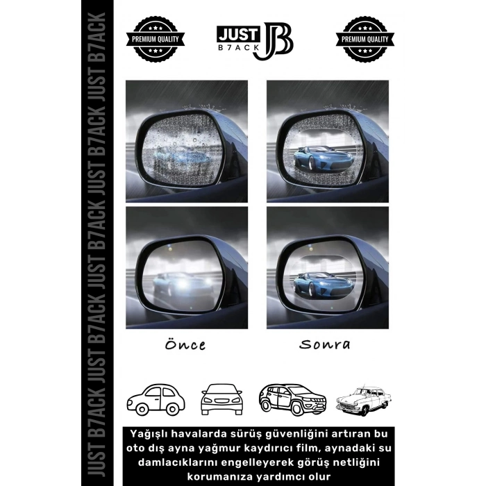 #BuğuÖnleyici Su Tutmaz Yağmur Kaydırıcı Buğu Önleyici Pratik Dış Yan Dikiz Ayna Araba Film - 2 Adet