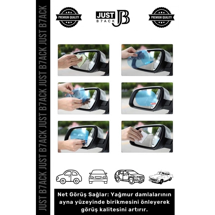 #BuğuÖnleyici Su Tutmaz Yağmur Kaydırıcı Buğu Önleyici Pratik Dış Yan Dikiz Ayna Araba Film - 2 Adet