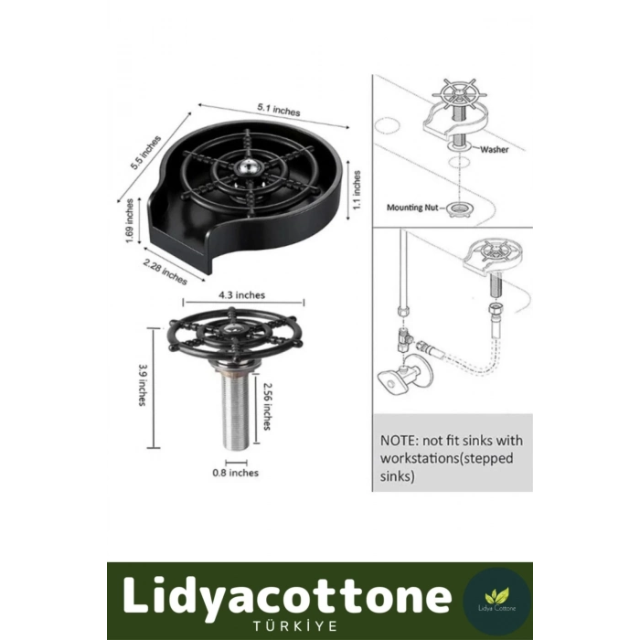 Bulaşık Durulama Bardak Yıkama Aparatı Mutfak Lavaboları İçin Hızlı Kupa Durulama