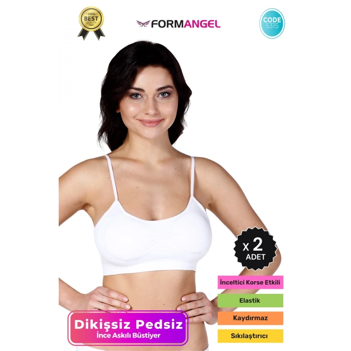 #Büstiyer Dikişsiz Seamless Kadın Esnek Yumuşak Kumaş İp Askılı Pedsiz Spor Büstiyer - 2 Adet