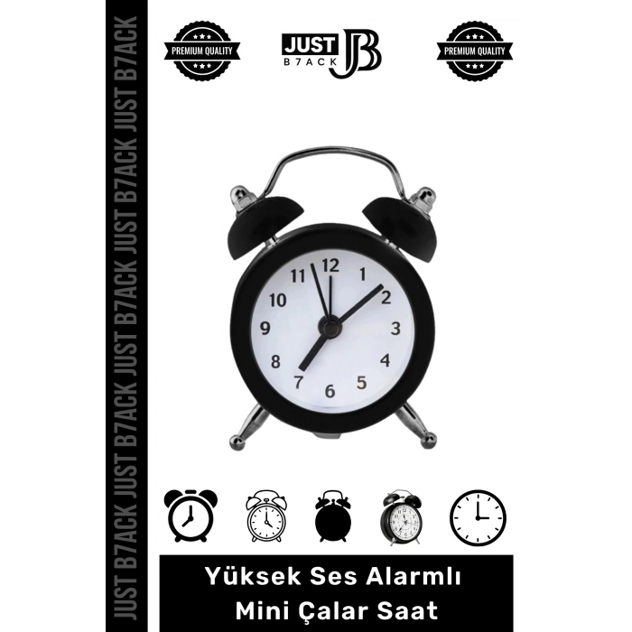 #ÇalarSaat Yüksek Ses Alarmlı Çift Çanlı Pilli Dekoratif Akar Saniyeli Masaüstü Analog Çalar Saat