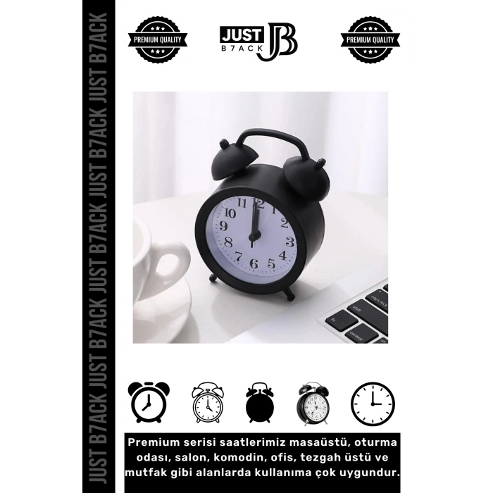#ÇalarSaat Yüksek Ses Alarmlı Çift Çanlı Pilli Dekoratif Akar Saniyeli Masaüstü Analog Çalar Saat