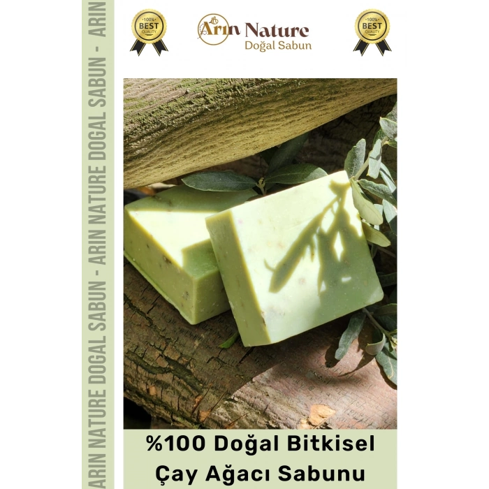 #çayağacı %100 Doğal Güzel Kokulu El Yüz Saç Vücut Orijinal Bitkisel Çay Ağacı Sabunu 120g - 3 Adet