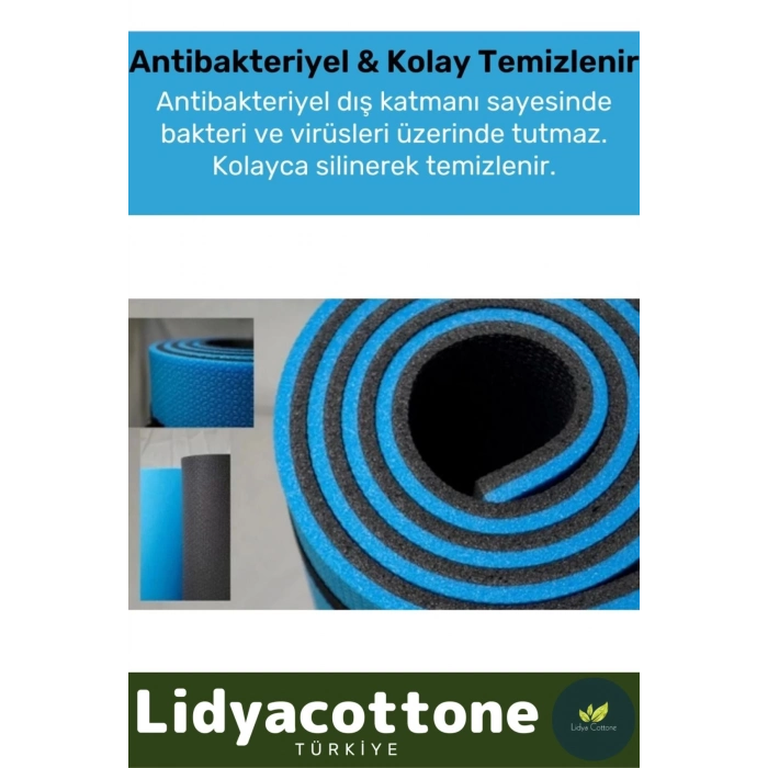 Çift Taraflı Kaymaz Silinebilir Antibakteriyel İz Yapmaz Yoga Minderi Özel Konfor Modeli 6,5mm Mat
