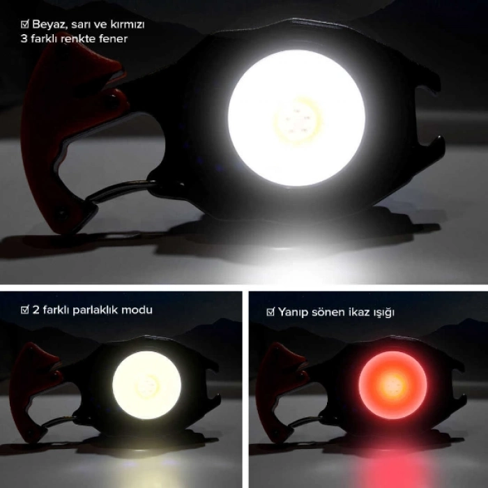 #KampLamba Çok Fonksiyonlu Anahtarlık 500 Lümen Güçlü Işık Mıknatıslı TypeC Şarj Outdoor Kamp Lamba